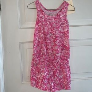 Faded Glory pink/white shorts romper